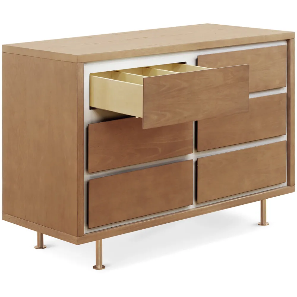 Novella 6 Drawer Dresser in Stained Ash and Ivory