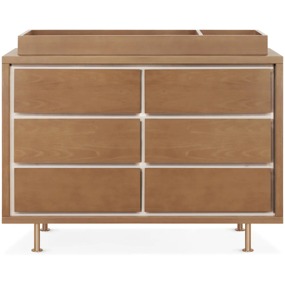 Novella 6 Drawer Dresser in Stained Ash and Ivory