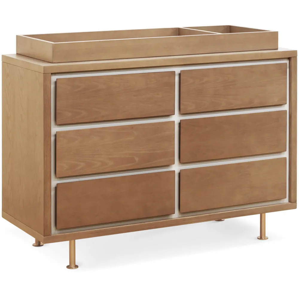 Novella 6 Drawer Dresser in Stained Ash and Ivory