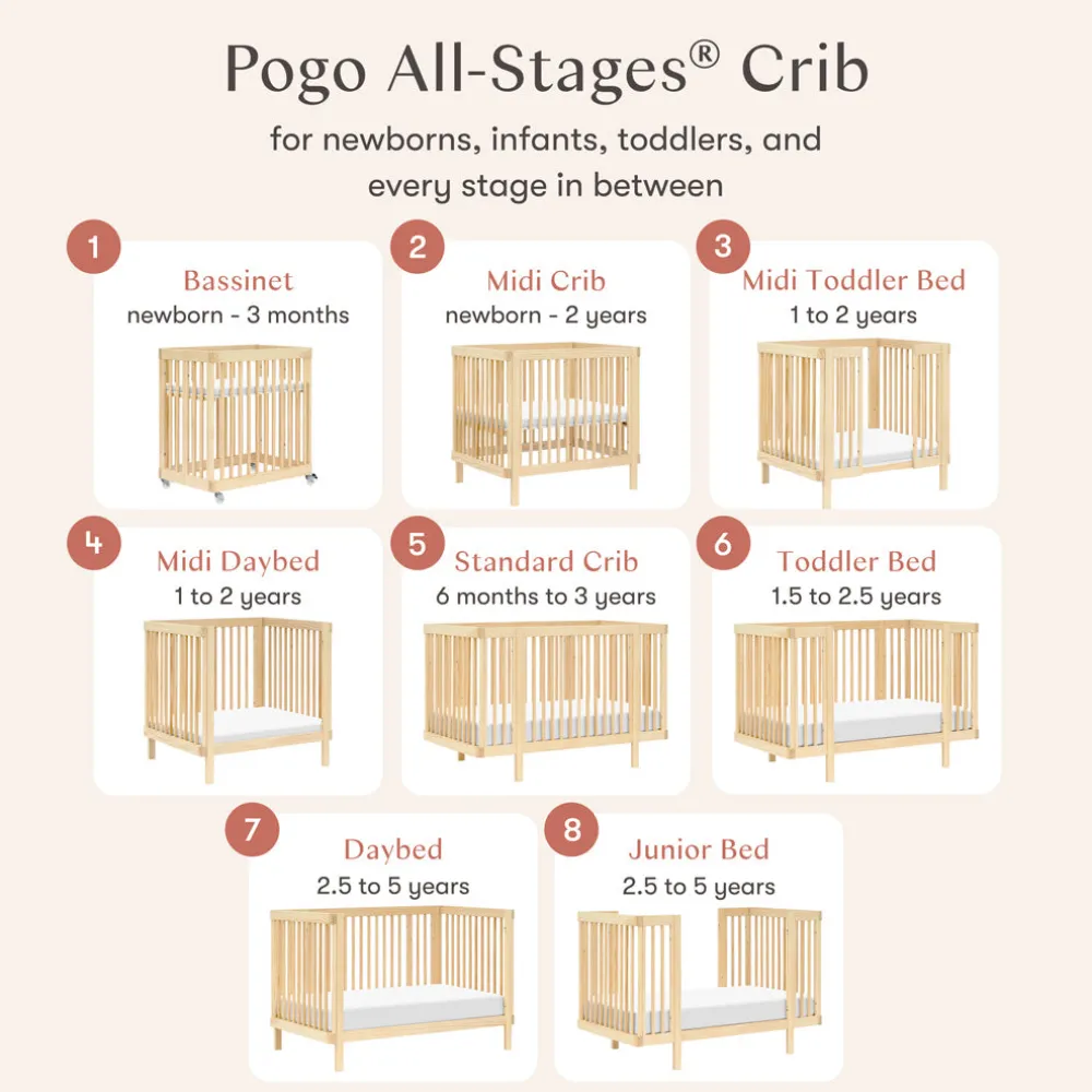 Pogo 8-in-1 Convertible Crib with All-Stages Conversion Kits