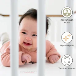 Pure Core 2-Stage Mini Crib Mattress + Hybrid Quilted Waterproof Cover