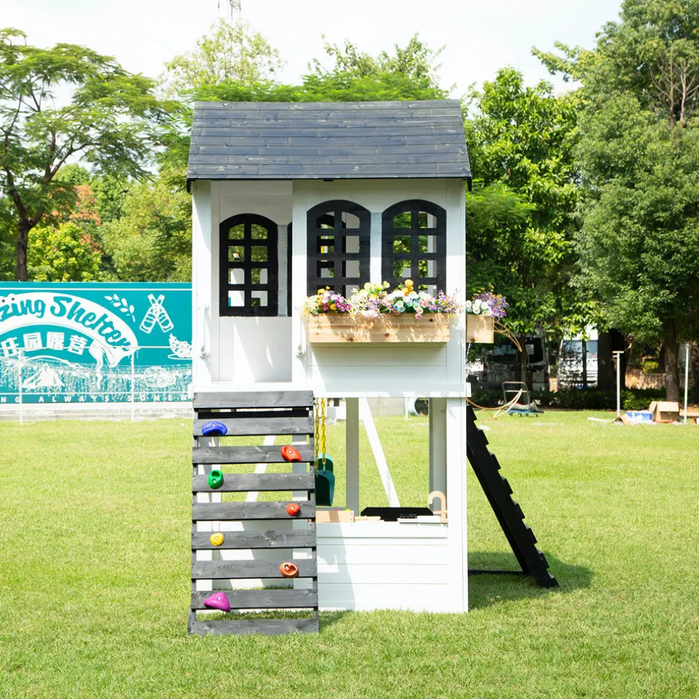 Reign Two Story Playhouse + Swing Attachment Bundle