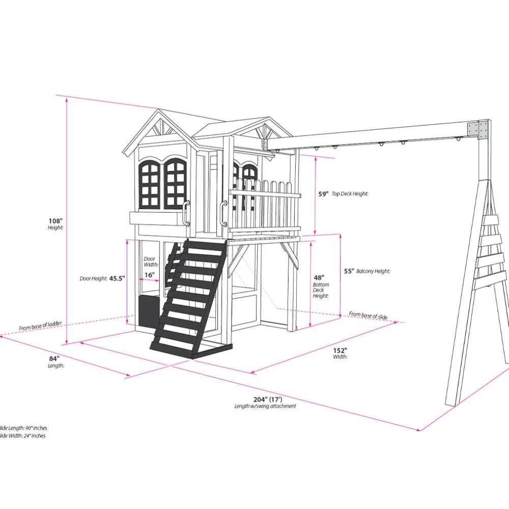 Reign Two Story Playhouse + Swing Attachment Bundle