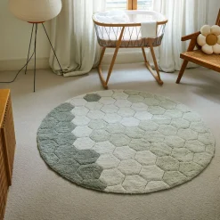 Round Honeycomb Washable Rug