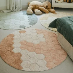 Round Honeycomb Washable Rug