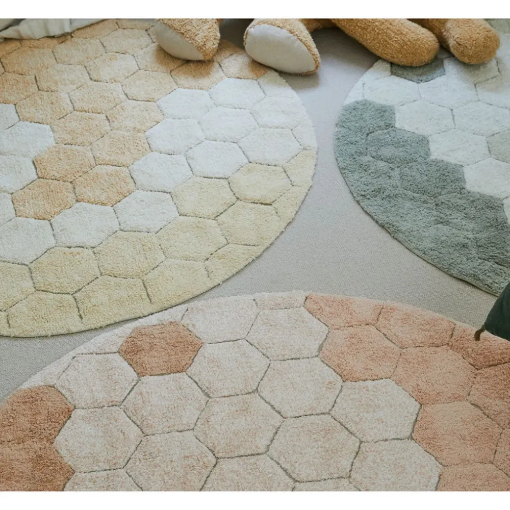 Round Honeycomb Washable Rug