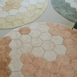 Round Honeycomb Washable Rug