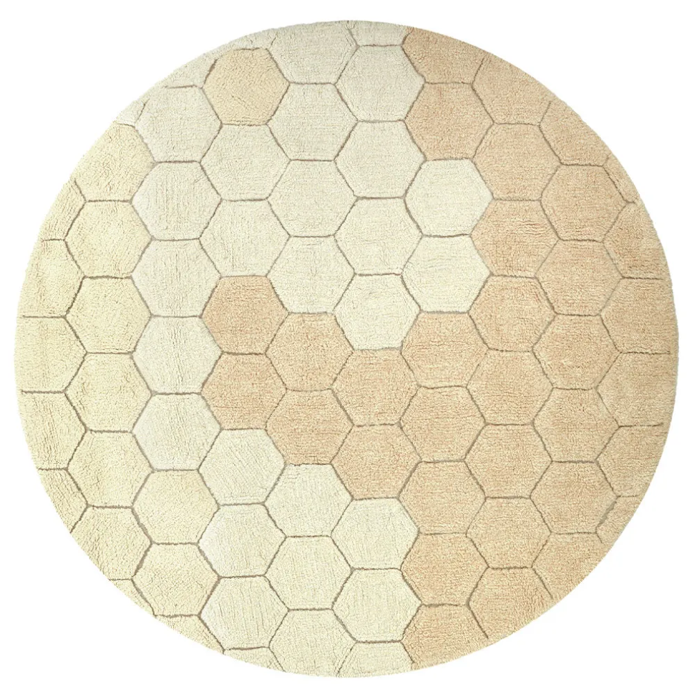 Round Honeycomb Washable Rug