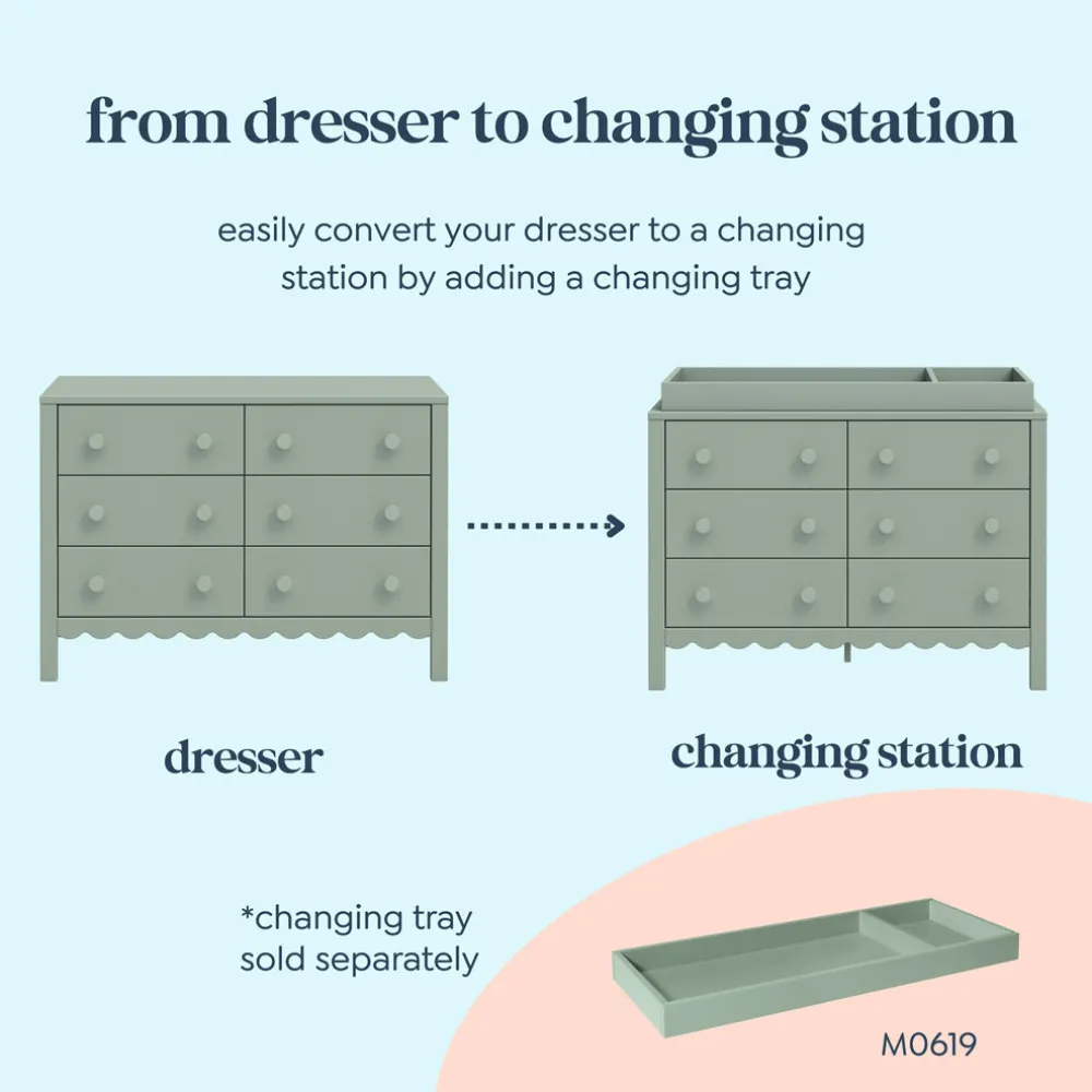 Sammy Scallop 6-Drawer Dresser