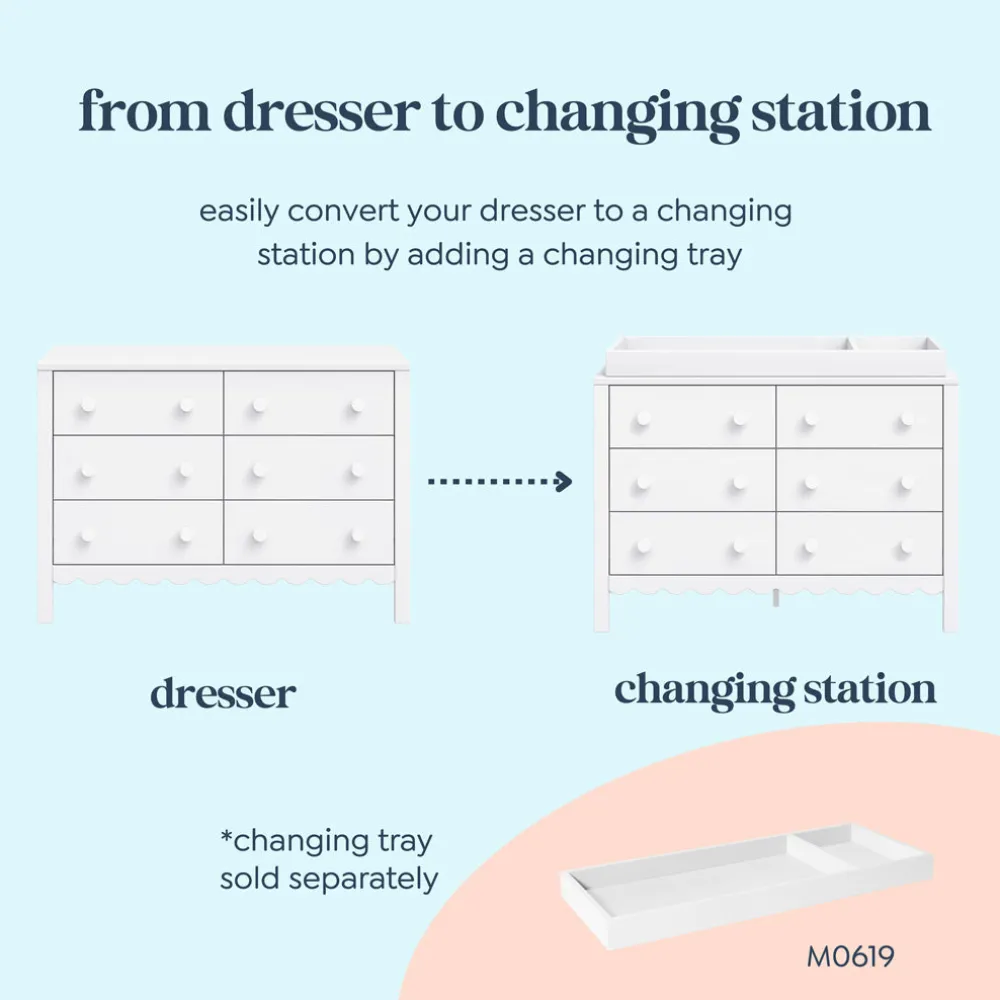 Sammy Scallop 6-Drawer Dresser