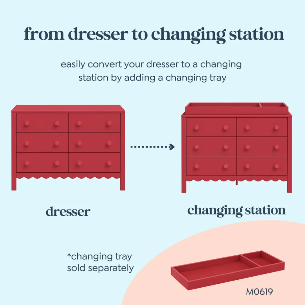 Sammy Scallop 6-Drawer Dresser