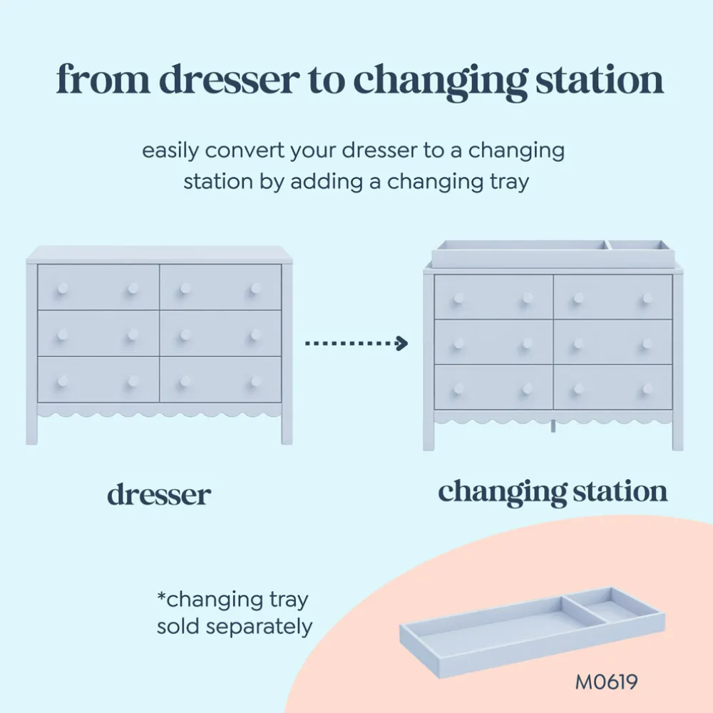 Sammy Scallop 6-Drawer Dresser