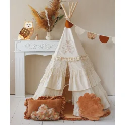 Teepee Tent with Frills and Mat Set