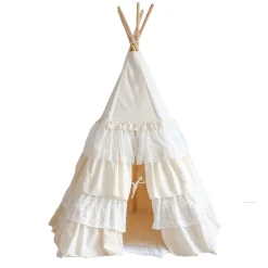 Teepee Tent with Frills and Mat Set