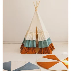 Teepee Tent with Frills and Mat Set