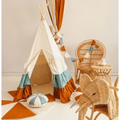 Teepee Tent with Frills and Mat Set