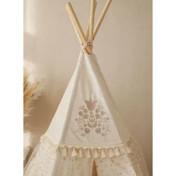 Teepee Tent with Frills and Mat Set
