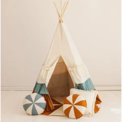 Teepee Tent with Frills and Mat Set