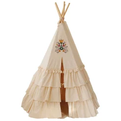 Teepee Tent with Frills and Mat Set