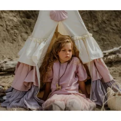 Teepee Tent with Frills and Mat Set