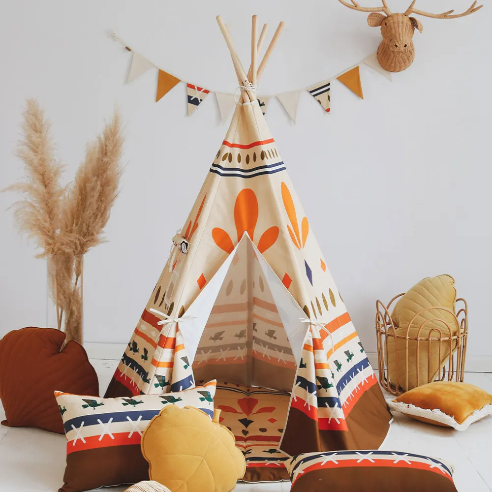 Teepee Tent with Pattern and Mat Set
