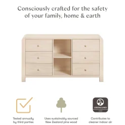 TipToe 6-Drawer Extra Wide Assembled Dresser with Cubbies (62")