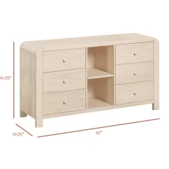 TipToe 6-Drawer Extra Wide Assembled Dresser with Cubbies (62")