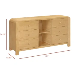 TipToe 6-Drawer Extra Wide Assembled Dresser with Cubbies (62