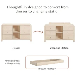 TipToe 6-Drawer Extra Wide Assembled Dresser with Cubbies (62