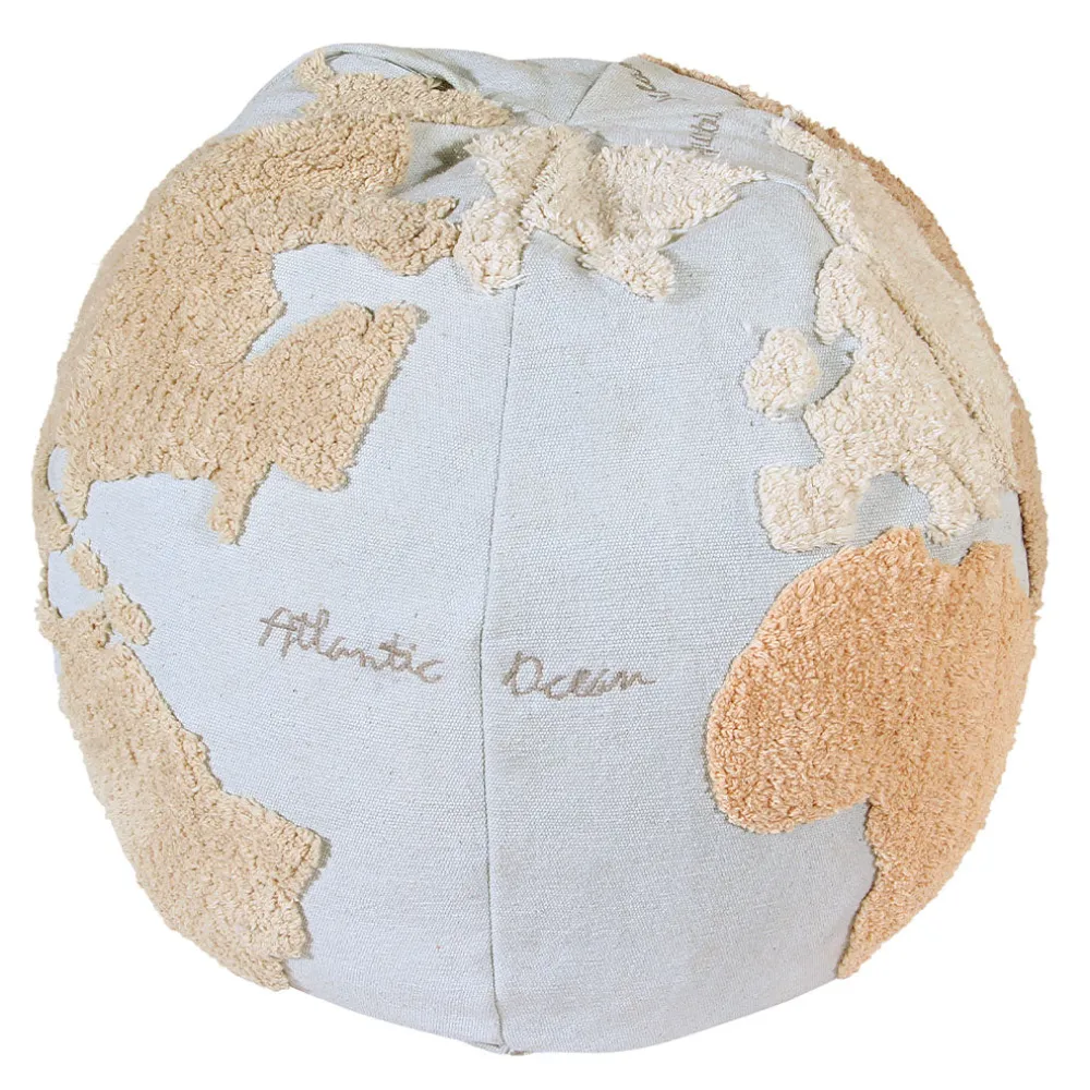 World Map Round Pouffe