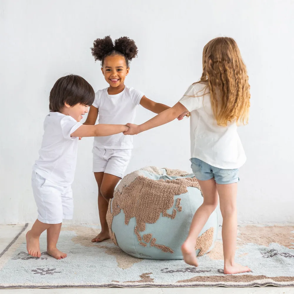 World Map Round Pouffe