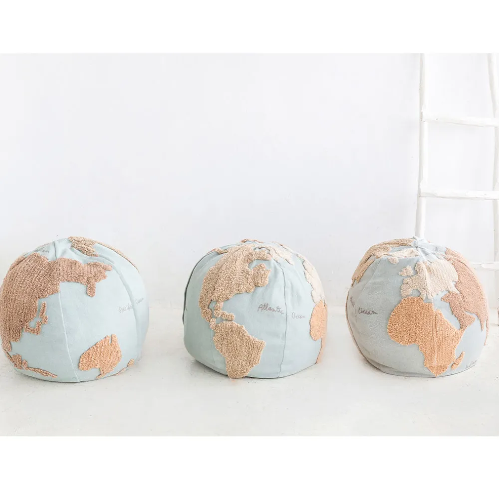 World Map Round Pouffe