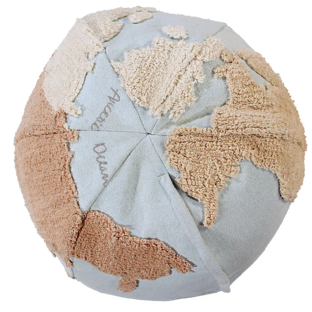 World Map Round Pouffe