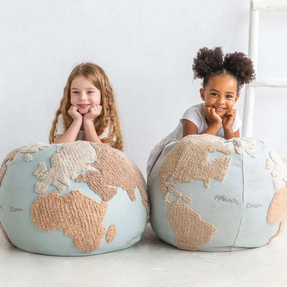World Map Round Pouffe