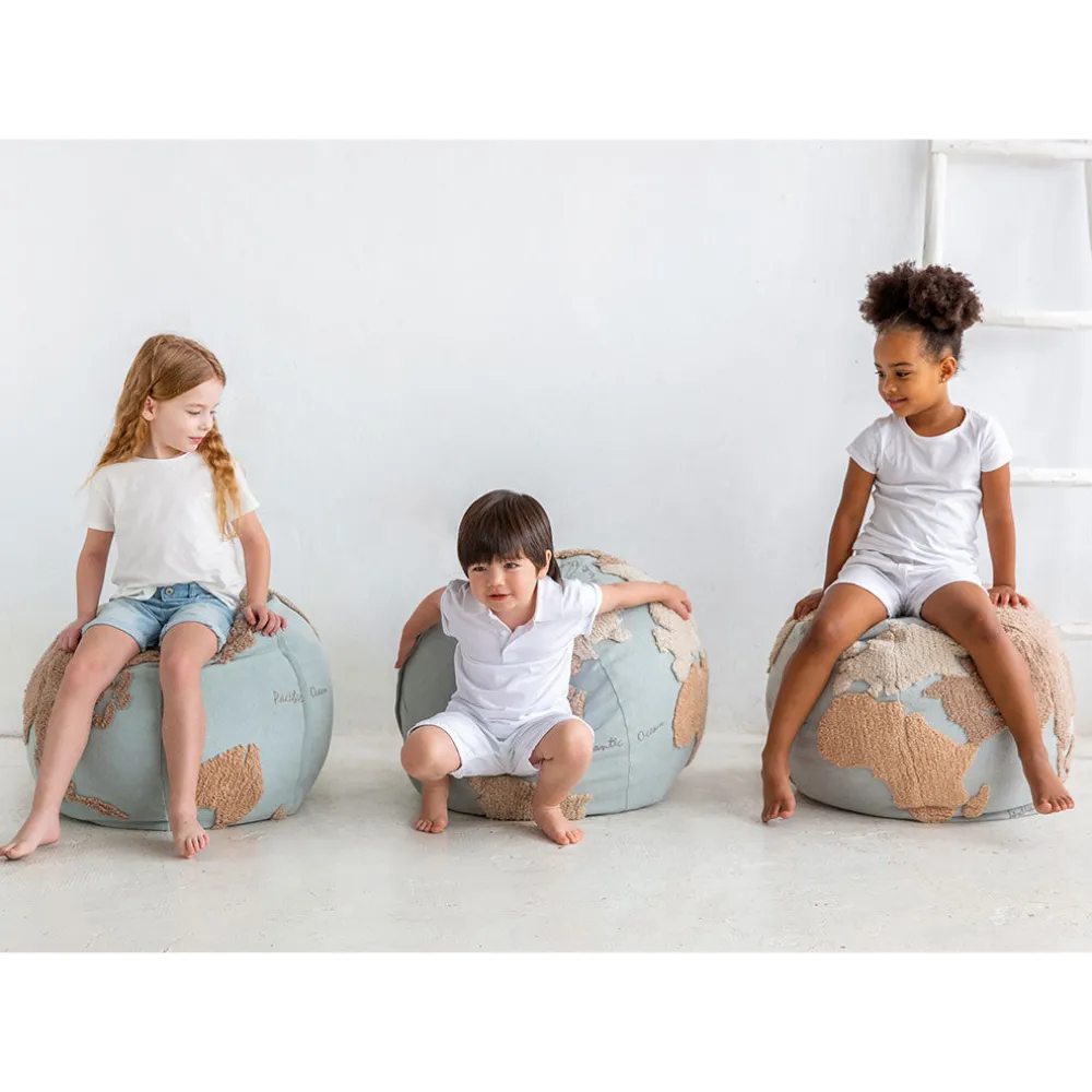 World Map Round Pouffe