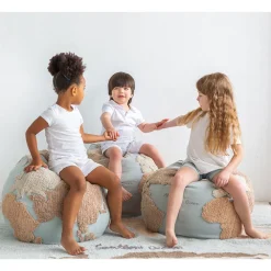World Map Round Pouffe
