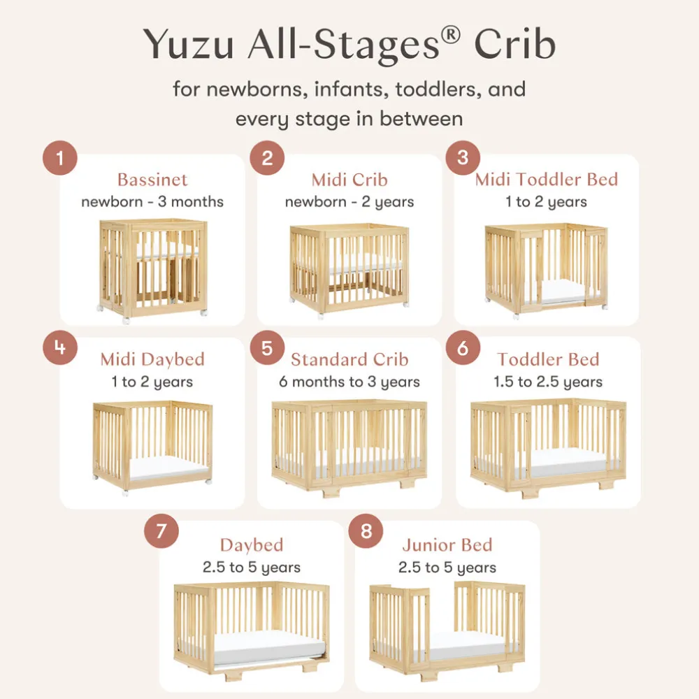 Yuzu 8-In-1 Convertible Crib With All Stages Conversion Kits